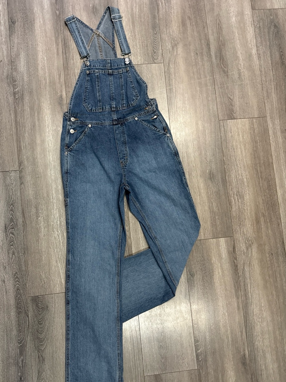 Vtg Tommy Hilfiger Blue Denim Overalls straight bootcut legs. Size small